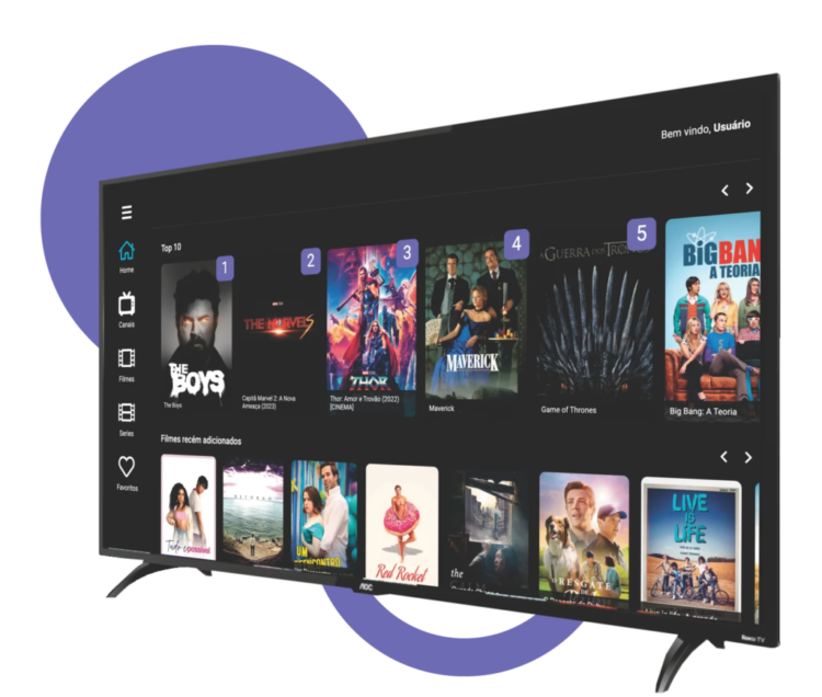 Aplicativo StarPlay IPTV rodando na Smart TV iptv 3 telas